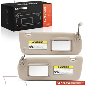 A-Premium 2x Beige Sun Visor w/ Mirror Front L & R for Hyundai Sonata 2005-2008 - Picture 1 of 9