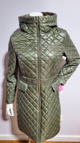 CAPPOTTO OLIVA NUOVO KATE SPADE NEW YORK FINTO CAPPUCCIO SHERPA TRAPUNTATO E TAMPONE TAGLIA S