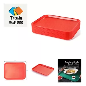 Red Plastic Fast Food Tray, 14 by 18-Inch, Set of 12 - Picture 1 of 9