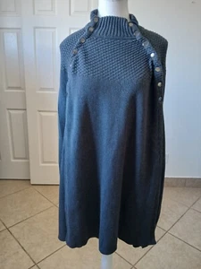 G.I.L.I Got to Love It! Gun Metal Button Sweater Cape Gray Sz L/XL Bohemian - Picture 1 of 15