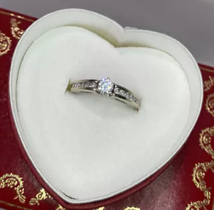Anello fascia oro bianco 14 kt 1/2 ct diamante SI matrimonio solitario set fidanzamento 7 - Foto 1 di 11