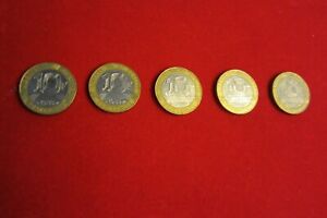 France Bimetallic Coins 1988, 1989, 1990, 1991, 1992 10 Francs Circulated