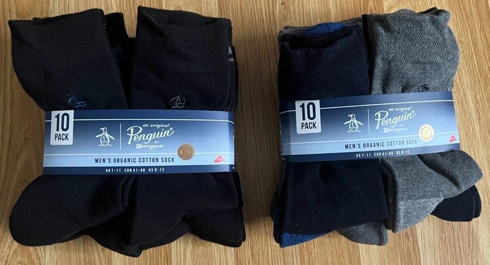 Paquete de 10 calcetines de algodón orgánico pingüino para hombre talla Reino Unido 7-11 soporte de arco confort top Foto 1 de 4