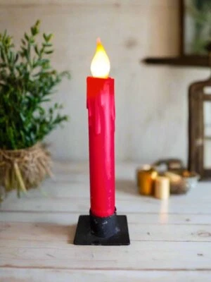 Примитивная коническая свеча ручной работы с красным светодиодным таймером 7 дюймов - Изображение 1 из 3