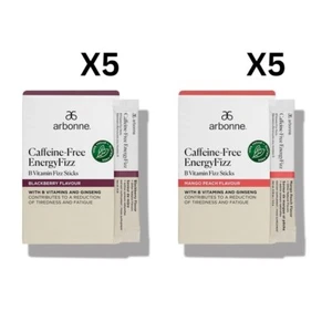 Arbonne CAFFEINE-FREE Energy Fizz Sticks - Blackberry & Mango Peach (x5 Each) - Picture 1 of 14