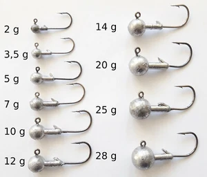 15-25er SETS JIGKÖPFE 2-28g Rundkopf Jigkopf Jig Haken Heads Blei Shads Twister - Bild 1 von 1