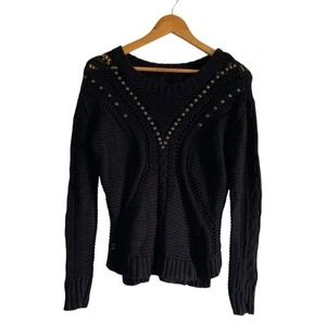 Portmans Black knit Size Medium M Long Sleeve Jumper Sweater Winter Crochet - Picture 1 of 5