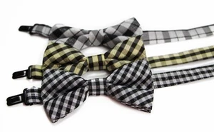 Boys Cotton Pattern Bow Tie Toddler Kid Wedding School Pageboy Black Gold Bowtie - Picture 1 of 10