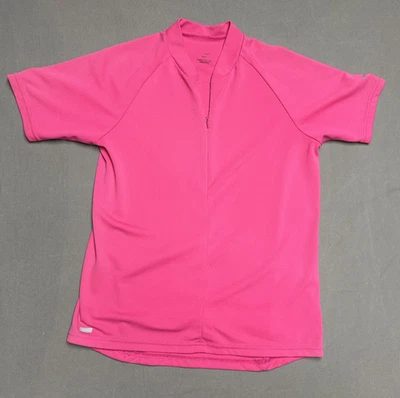Camiseta deportiva de ciclismo grande Nike para mujer - Dri-Fit 1/4 cremallera manga corta rosa Foto 1 de 4