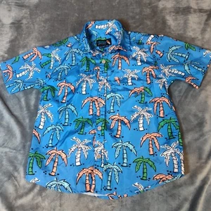 Trunks Boys Button Up Swim Shirt Blue With Palm Trees  Size S/P - Picture 1 of 8