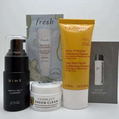 Lote de muestra de lavado/limpiador facial de 5 piezas: bálsamo de farmacia DIME CLARINS Dermalogica FRESCO Foto 1 de 2