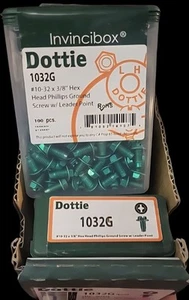 Invincibox Dottie 1032G 10‑32×3/8″ Ground Screw Hex/Phillips – 100 Count Bulk - Picture 1 of 1