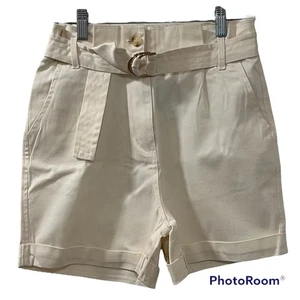 Blu Pepper Mujer Bolsa de Papel Marfil Pantalones Cortos Algodón Spandex Pantalones Cortos Talla Mediana - Imagen 1 de 12