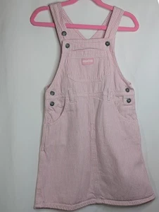 Girls Size 6 Pink & white striped Oshkosh Denim Overall - Picture 1 of 5