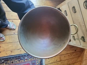 Vintage Copper Mixing Bowl Round Bottom Rolled Edge HEAVY 9.5" X 5” With Hook - Picture 1 of 8