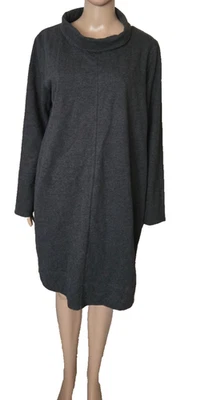 J Jill Pure Jill Charcoal Gray Cowl Neck Front Seam Sweatshirt Dress size L - Image 1 of 4