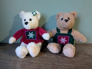Vintage Hallmark Mistletoe Kissing Teddy Bears Red Dress Green Pants 10” - Picture 1 of 11