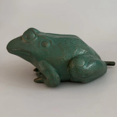 De Colección Jardín Pequeña Rana Gigante Spitter Estanque Fuente Acento Decoración Verdigris Foto 1 de 4