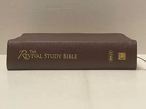 The Revival Study Bible NKJV Leather Burgundy Genesis Publishing - Picture 1 of 8