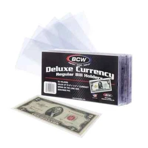 (5) Billete regular moneda de lujo BCW calidad de archivo cristalino - Imagen 1 de 1