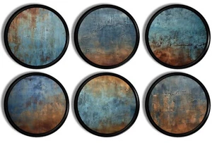 Grunge Industrial Cabinet Knobs – Distressed Navy Blue & Rust Brown 4 / 6 pc Set - Picture 1 of 6