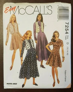 Mc-7254 Dress & Vest Sewing Pattern McCall's Size 12-14-16 Uncut - Bild 1 von 3