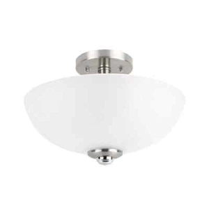 Globe Electric Hudson 2-Light Brushed Nickel w/ Chrome Accents Semi-Flush Mount - Picture 1 of 7