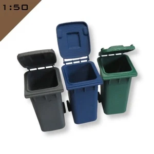 3 x 3D Printed WHEELIE WASTE BIN 1:50 scale Model Miniature Scenery Layout - Picture 1 of 7
