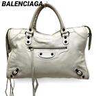 BALENCIAGA Leather Classic The City 2way Shoulder Bag Handbag Ivory Used