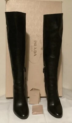 PRADA  Women's  boots   NEW  with box Size 8 Black Leather - Image 1 of 4