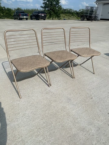 Vintage MCM Mid Century SET 3 Cosco Folding Chairs Gatefold Gold 1955 Mod 60 BH Cover