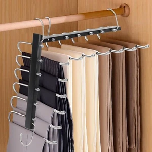 Pantalones Colgantes Ahorro de Espacio, Paquete de 2 Pantalones Colgantes de Acero Inoxidable Organizador - Imagen 1 de 13