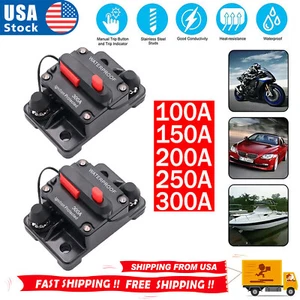 2 piezas 12V-48V DC Coche Barco Auto Impermeable 100-300A AMP Disyuntor Fusible Restablecimiento - Imagen 1 de 14