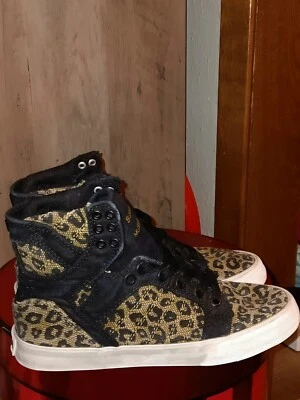 RARO Zapatos Supra Estampado Leopardo Parte Superior Alta Skytop Cheetah Muska 001 Para Mujer Talla 7 Foto 1 de 4