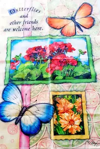 Neu Creative Impressions dekorative Flagge Butterfiles Blumen 39" x 28" - Bild 1 von 7