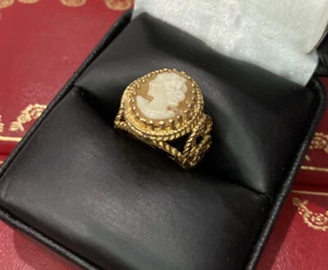 14k Gelbgold Kamee Schale filigran Vintage antik edwardian 4,8 gm Ring 4 3/4 - Bild 1 von 14