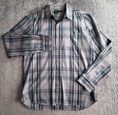 Volcom Shirt Button Down Men's Small Plaid Gray Blue Cotton Skate Y2k Surf - Image 1 of 4