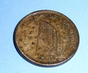 1863 The Flag Of Our Union Army & Navy Patriotic Civil War Token - Picture 1 of 2