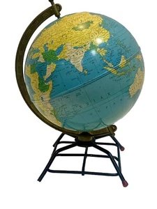 Vintage Replogle Globe Simplified 8" Tin Metal Litho Gustav Brueckmann 1930s - Picture 1 of 7