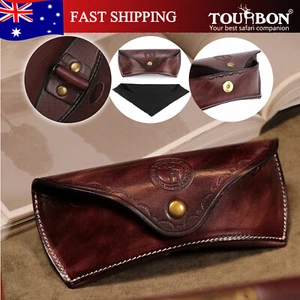 TOURBON Leather Eye Glasses Holster Slim Case Glasses Carry Protector Pouch Gift - Picture 1 of 24