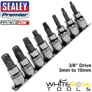 Sealey Hex Socket Bit Set Lock On 8pc 3/8" Drive 3mm-10mm Allan Allen Key - Picture 1 of 1