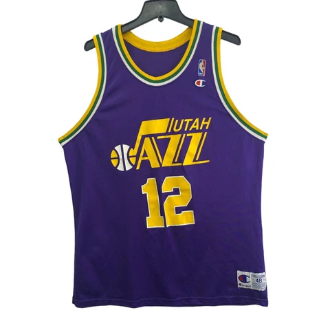 Utah Jazz John Stockton Champion Mens Jersey Purple Sleeveless Scoop Neck XL Cover