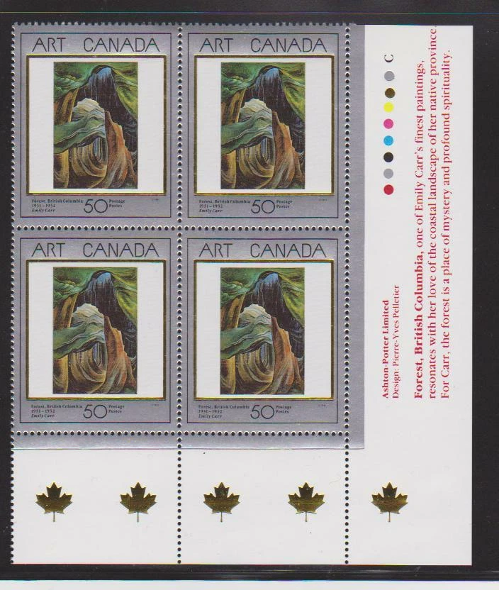 1991 Canada SC# 1310 LR - Masterpieces of Canada Art-4 Plate Block M-NH # 3292d - Image 1 of 1