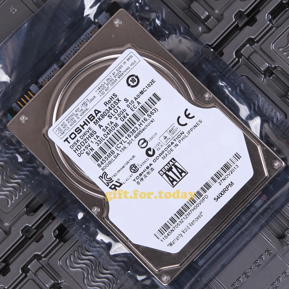 TOSHIBA 80 GB 5400 RPM SATA 2.5" (MK8034GSX) Internal Hard Drive HDD - Image 1 of 1