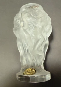 DESNA Bohemia Czech 5" Nude Females Grape Harvest Frosted Glass Art Deco Vase - Picture 1 of 9