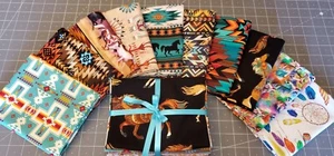 Horses, Southwest 10) Pc Fat Quarter Fabric Bundle-100% Cotton•LooK! New Prints! - Picture 1 of 2