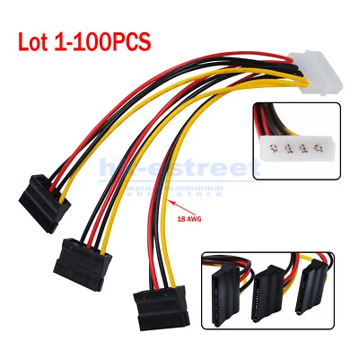 Posten 4 Pin IDE Molex zu 3 Serial ATA SATA Power Splitter Verlängerungskabel Stecker - Bild 1 von 4