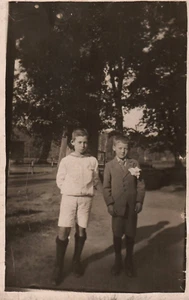 Two Boys Daily Life in Denmark 1900 - 1950s Vintage Photo Small Size 11x8cm - Picture 1 of 2