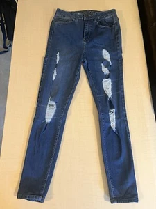 Rue21 Xtra High Rise Ankle Skinny Denim Jeans Damen 8 Blau Distressed - Bild 1 von 5