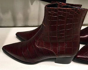 ZARA NUOVI STIVALI DONNA FINTI STAMPA COCCODRILLO IN PELLE BORDEAUX 36-41 Ref. 7187/001 - Foto 1 di 2